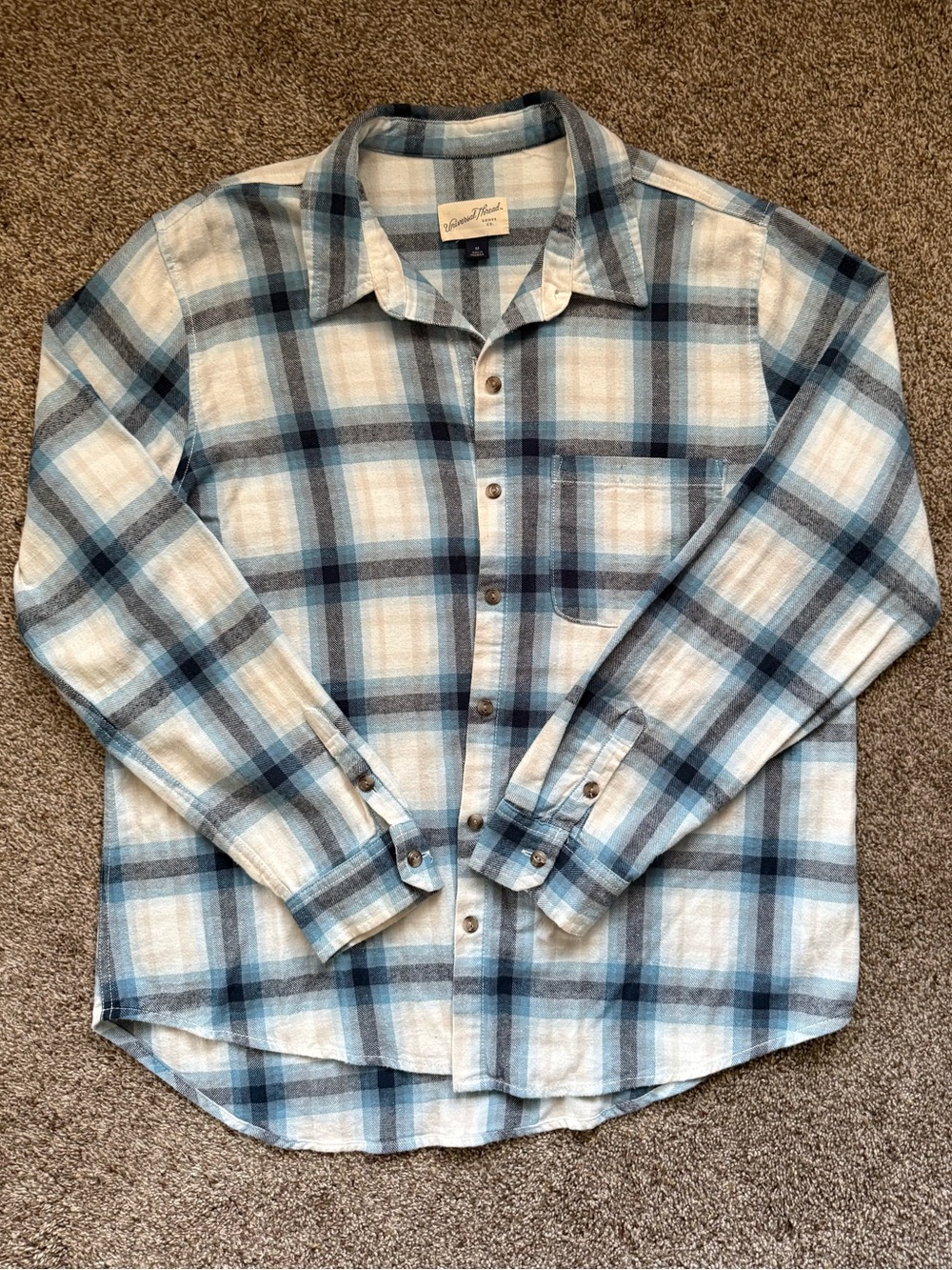 Universal Thread Women's Blue and White Plaid Button-Down Shirt
